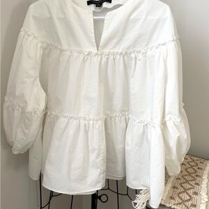 Marc New York White Ruffled Blouse